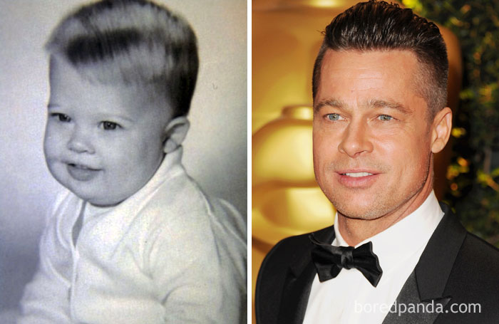 childhood celebrities when they were young kids 20 58b3fdebc4d35  700 - Brad Pitt
