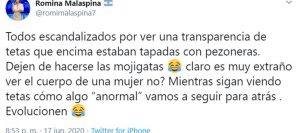 tweet romina malaspina 300x133 - ROMINA MALASPINA presenta las noticias sin sostén en ARGENTINA