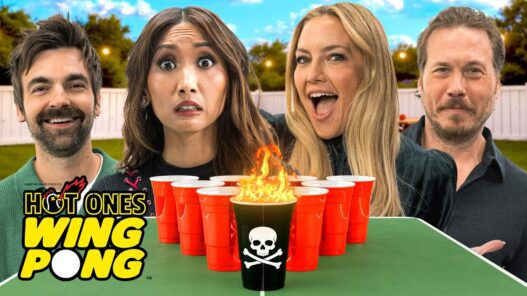 Kate Hudson Brenda Song Drew Tarver and Scott MacArthur Play Hot Ones Wing Pong DALENEWS 527x296 - Kate Hudson, Brenda Song, Play Hot Ones Wing Pong
